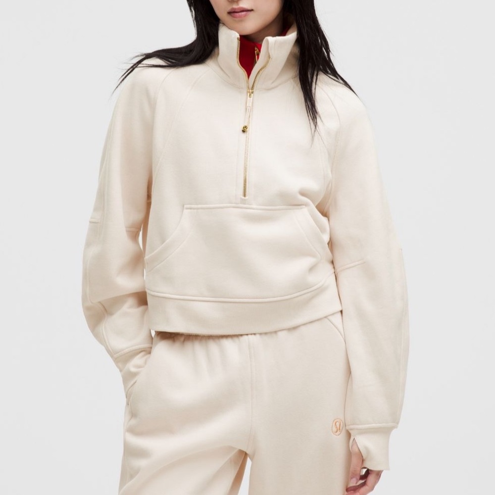 Lululemon Lunar New Year Scuba Oversized Funnel Neck Half Zip cream Gold Cream